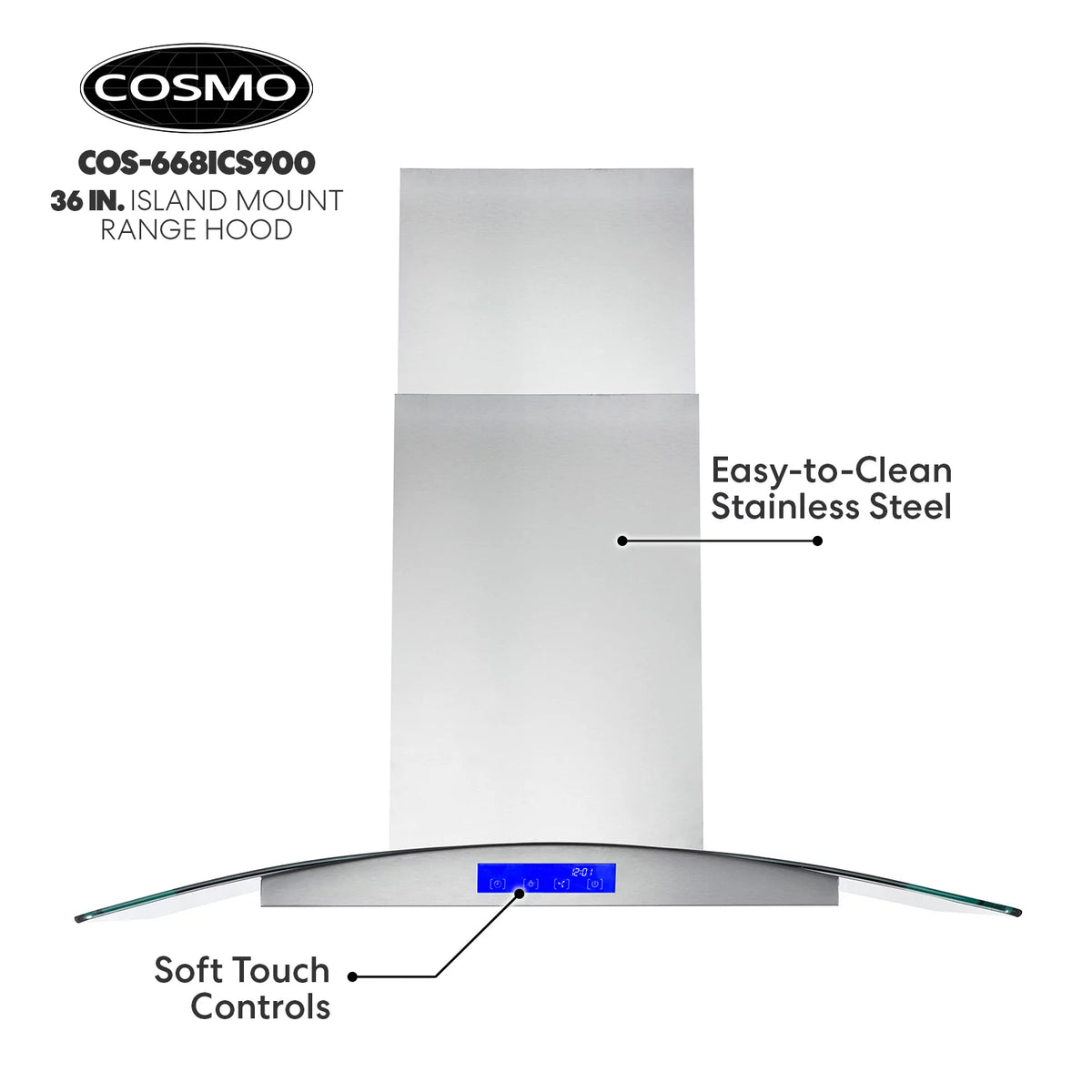 36 in. Ducted Island Range Hood in Stainless Steel Y56221