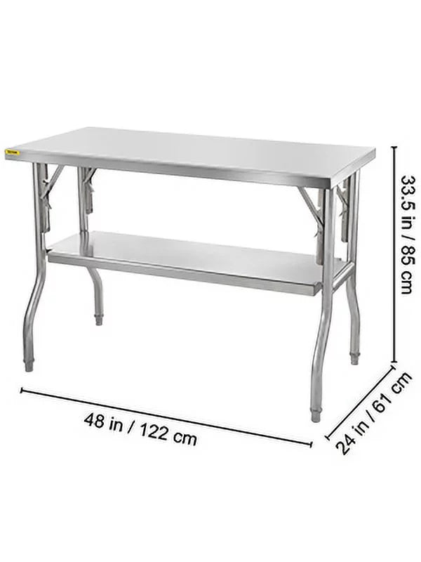 48 x 24 inch Stainless Steel Folding Worktable H7854