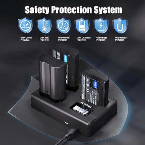 3 Pack EN-EL15C Batteries and Three-Slot Charger Set 2280mAh F252727