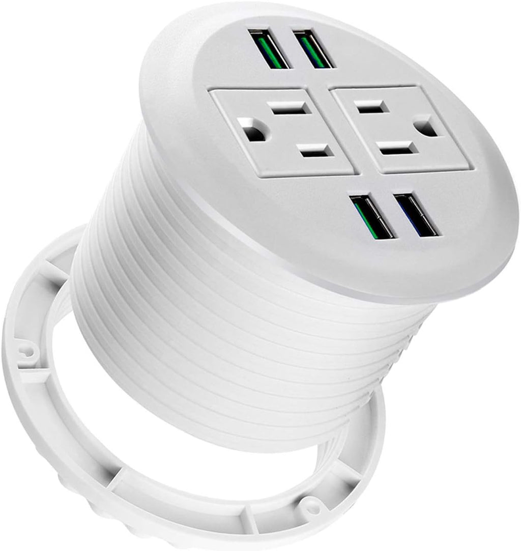 3 inch Desk USB C Power Grommet, 2 Outlets, 3 USB, Pack of 2 M51413