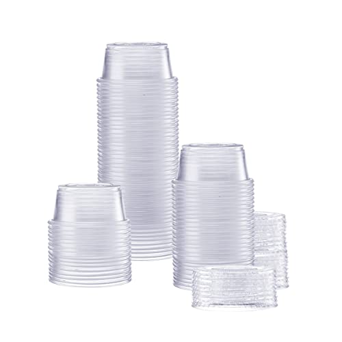 2 oz 100 Count Clear Disposable Plastic Portion Cups with Lids G4898