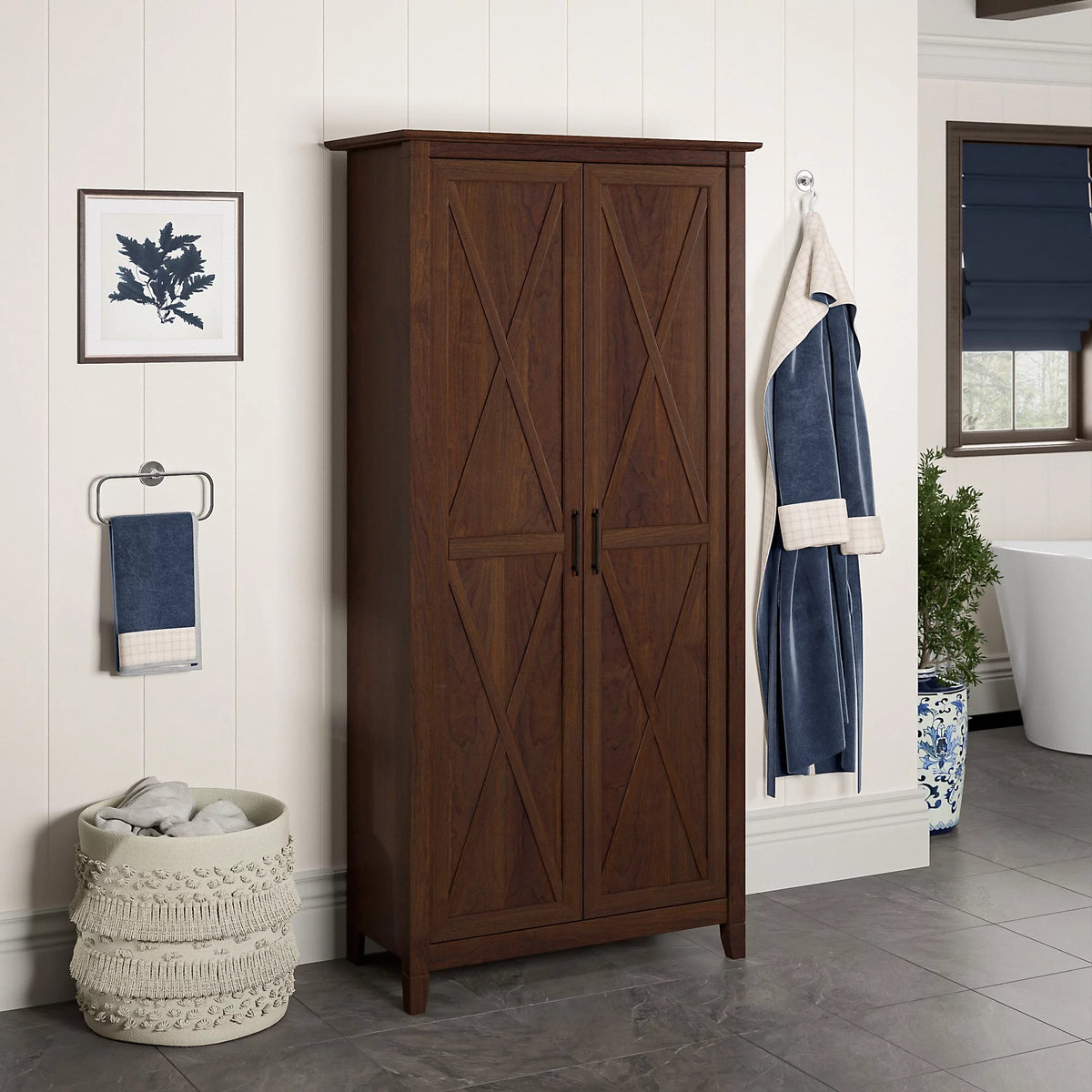 Tall Bathroom Storage Cabinet with Doors A9865