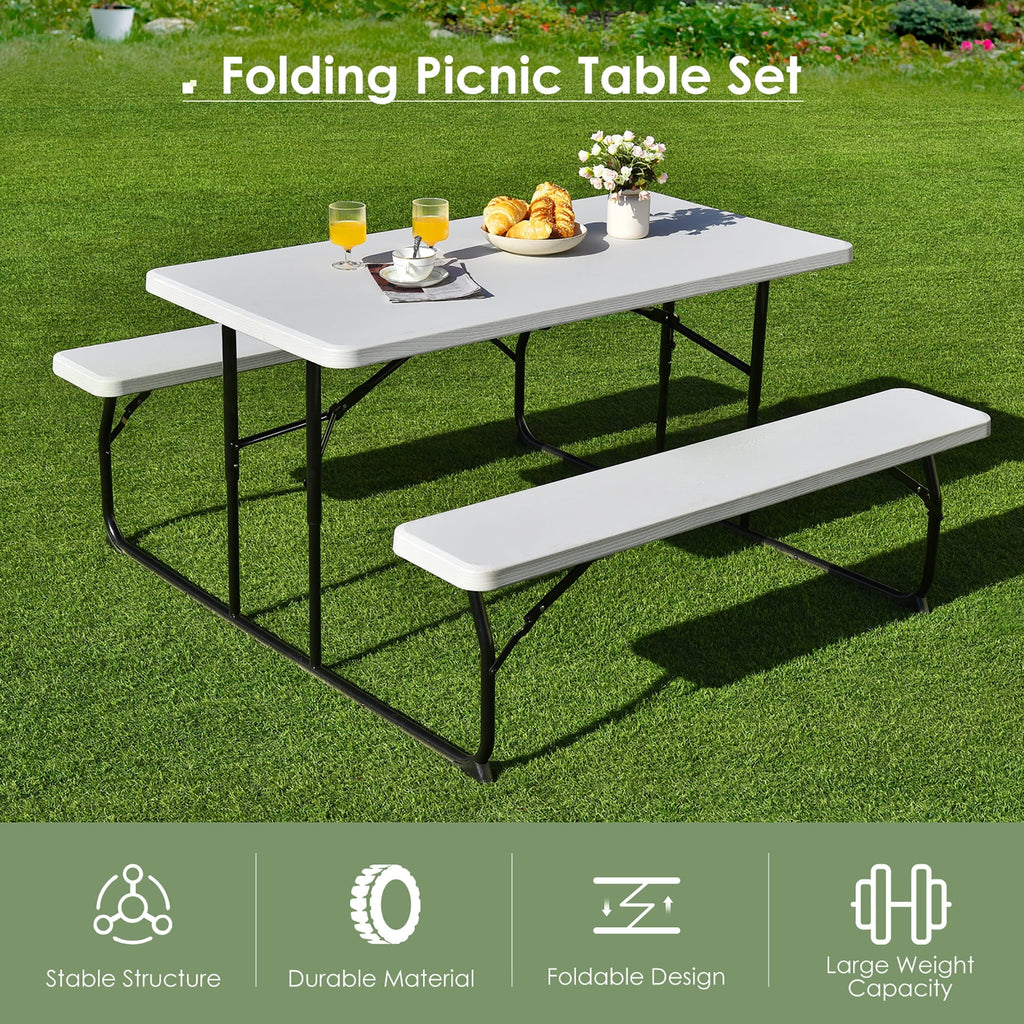 Folding Picnic Table Bench Set Grey O778383