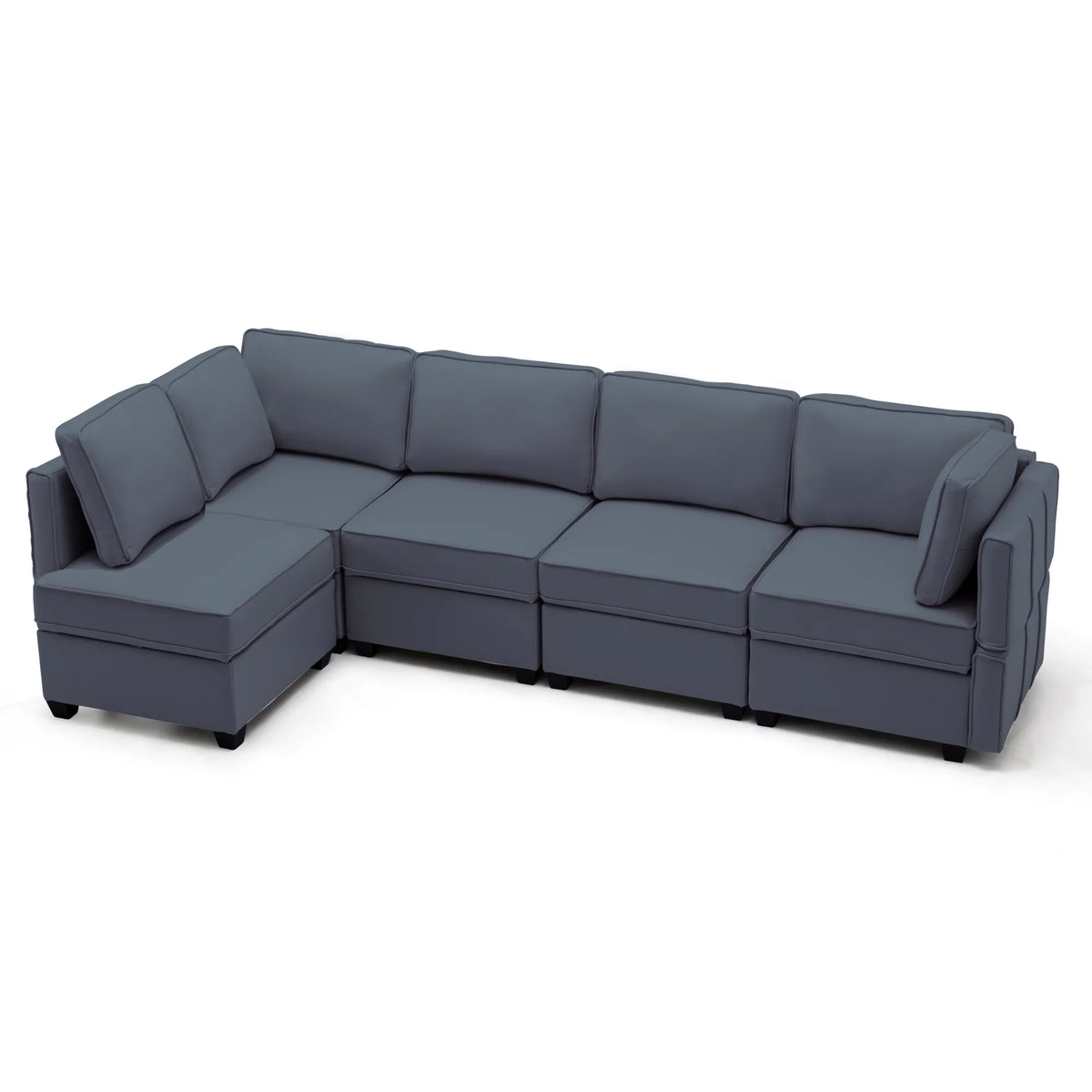 Modular Sectional Sofa with Storage Seats 5 Seater Blue Gray G437601