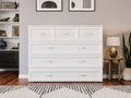 White Solid Wood Murphy Bed Chest with Mattress X308708