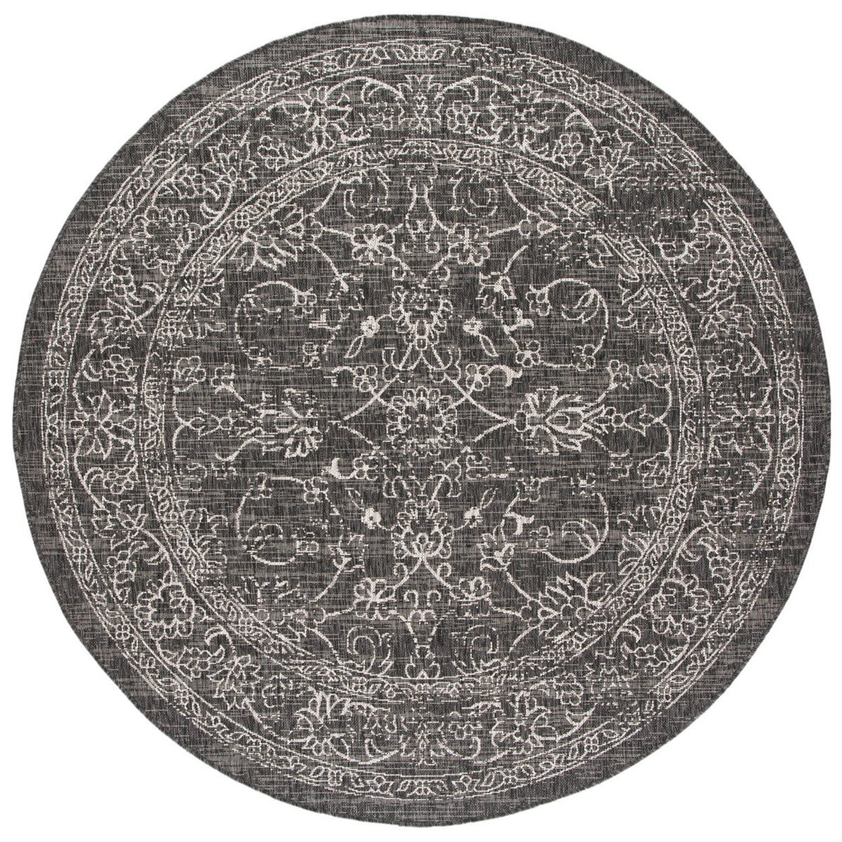 Black Ivory Round Indoor/Outdoor Area Rug J310
