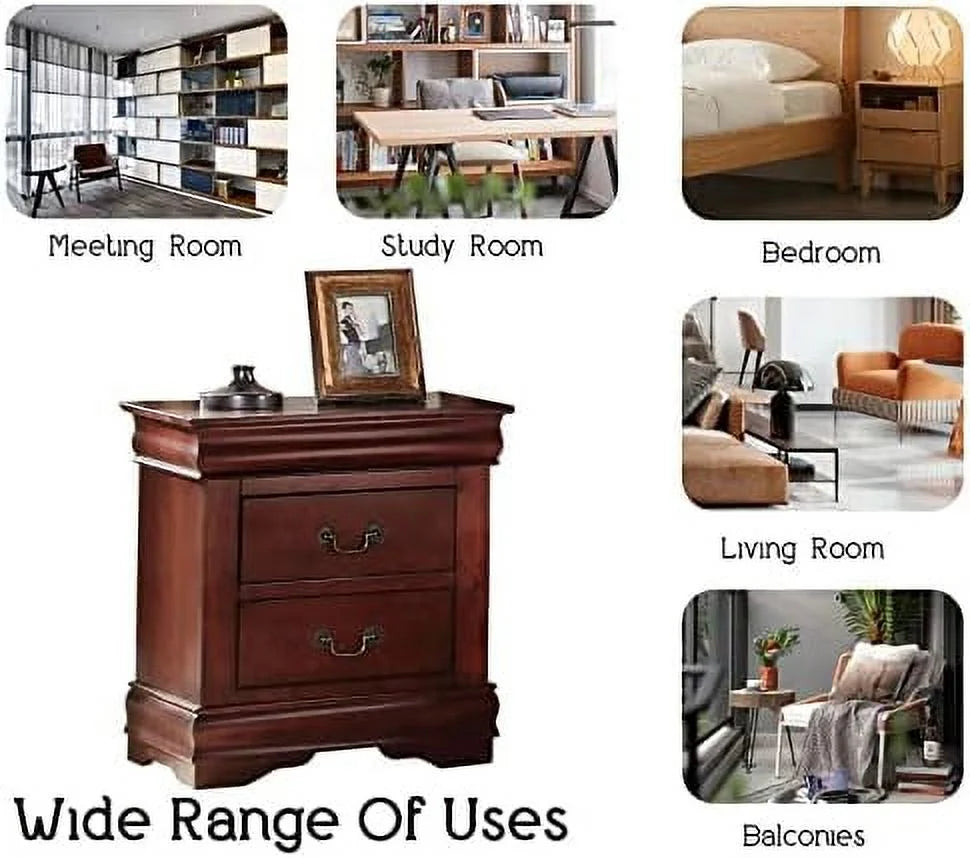 Small Wooden Nightstand with 2 Drawers B4829