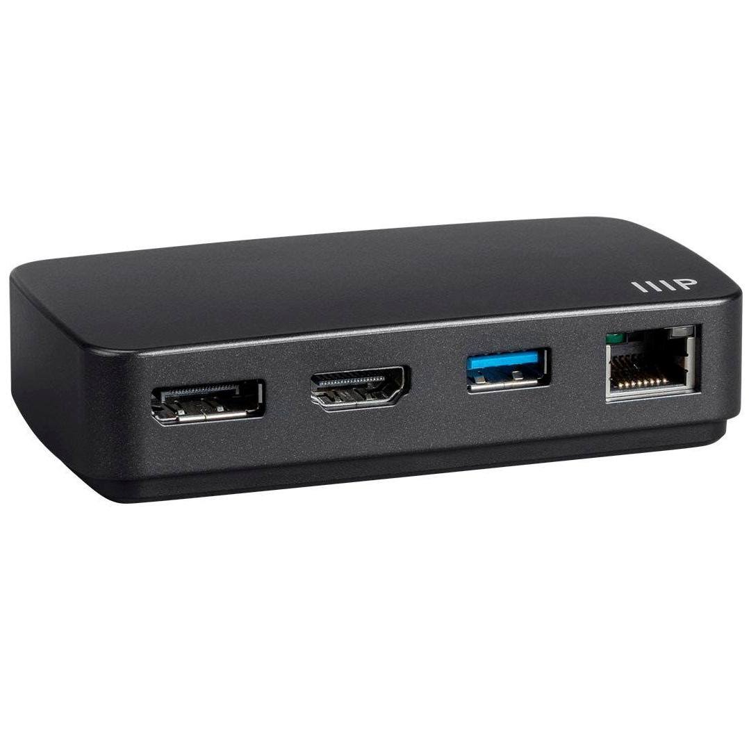 Black Thunderbolt 3 Travel Dock Adapter with Built in Cable P6049