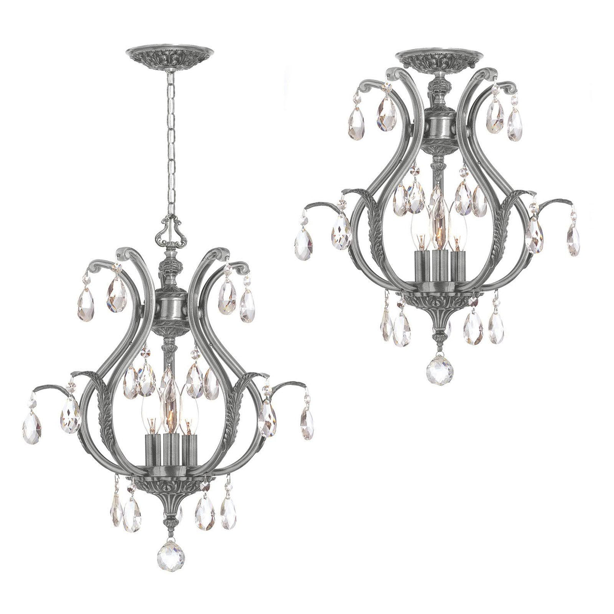 Crystal Pewter Semi-Flush Ceiling Light Q159550