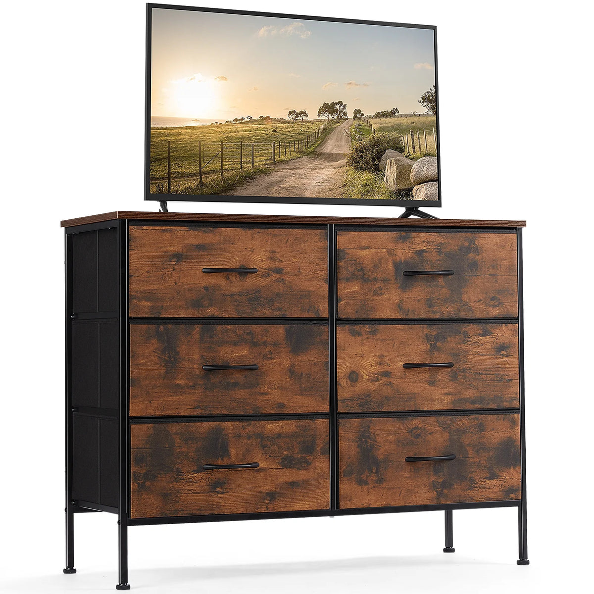 5 Drawer Dresser TV Stand with Open Shelves A9938
