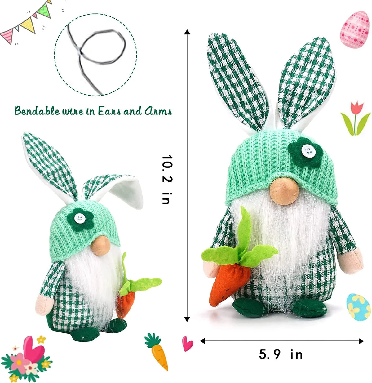2 Pack Handmade Plush Gnome Decor U9129