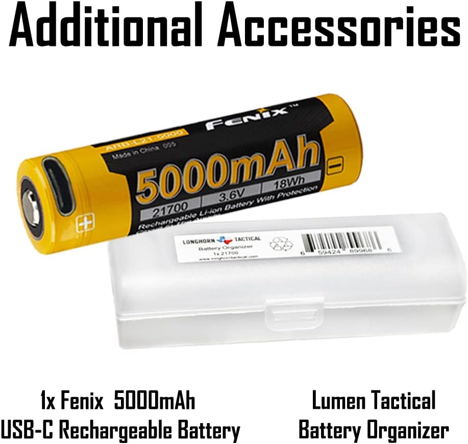 Tactical Flashlight with 2X 5000mAh USB-C Rechargeable Battery R95938