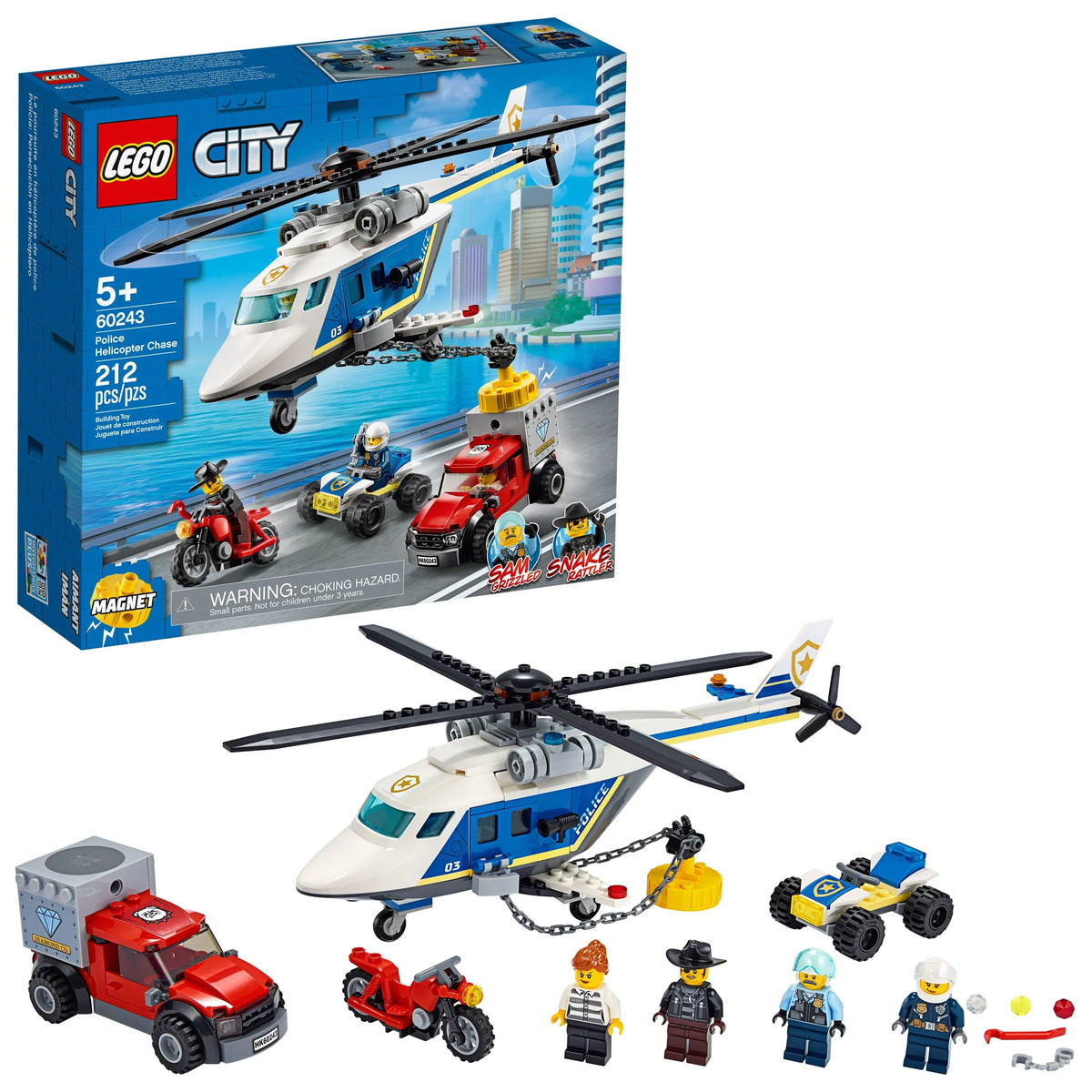 Building Toy Set with Helicopter, ATV, Motorbike and Truck D234514