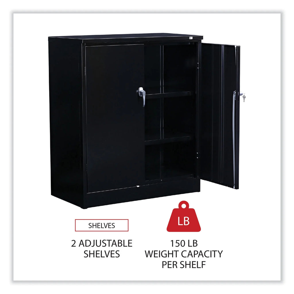 Black Heavy-Duty Welded Storage Cabinet with Two Adjustable Shelves Q34507