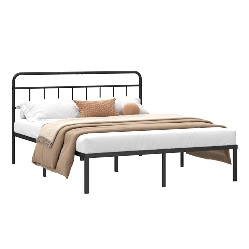12 inches Full Size Black Metal Bed Frame with Headboard Y44662