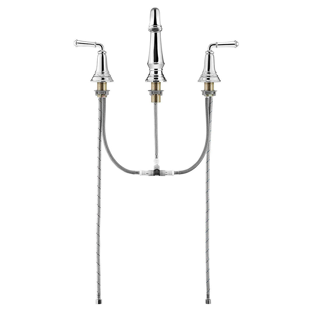 Polished Chrome Widespread Bathroom Faucet with Pop-Up Drain V2978