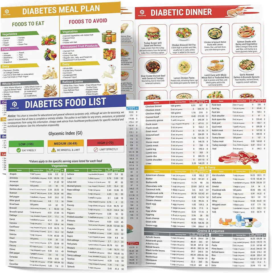 Diabetes Food List Set of 2 Laminated Meal Planner M2007