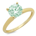 2.5ct Round Cut Green Simulated Diamond 18k Yellow Gold Solitaire Ring M845