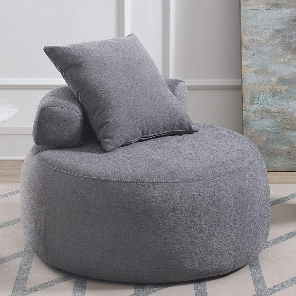 Grey Chenille Upholstered Barrel Chair R671193