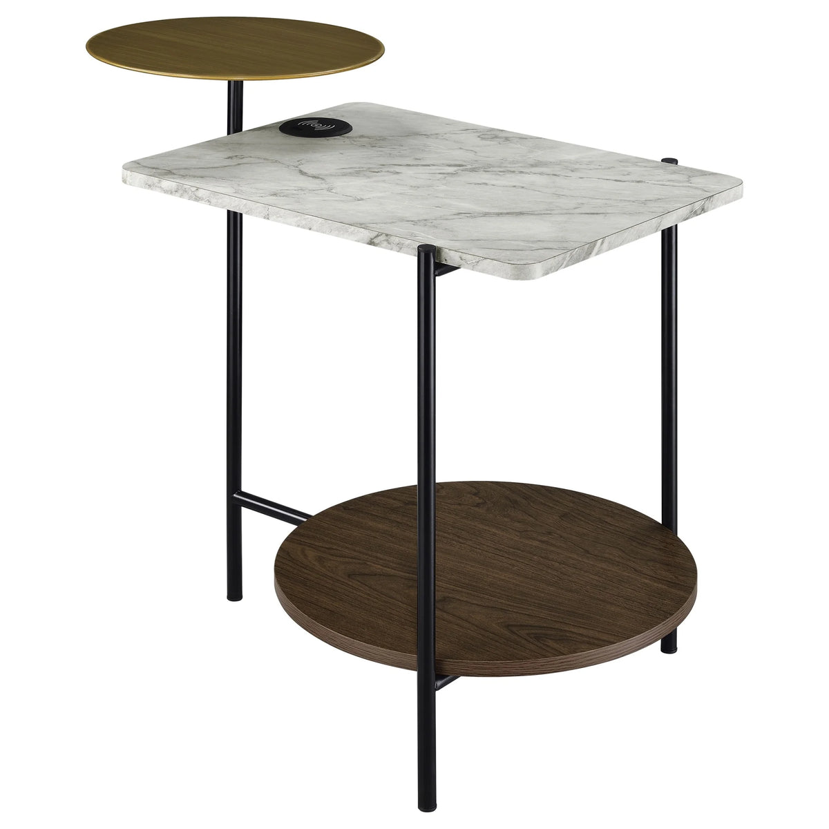 3-tier Wood Side Table with Wireless Charger R522