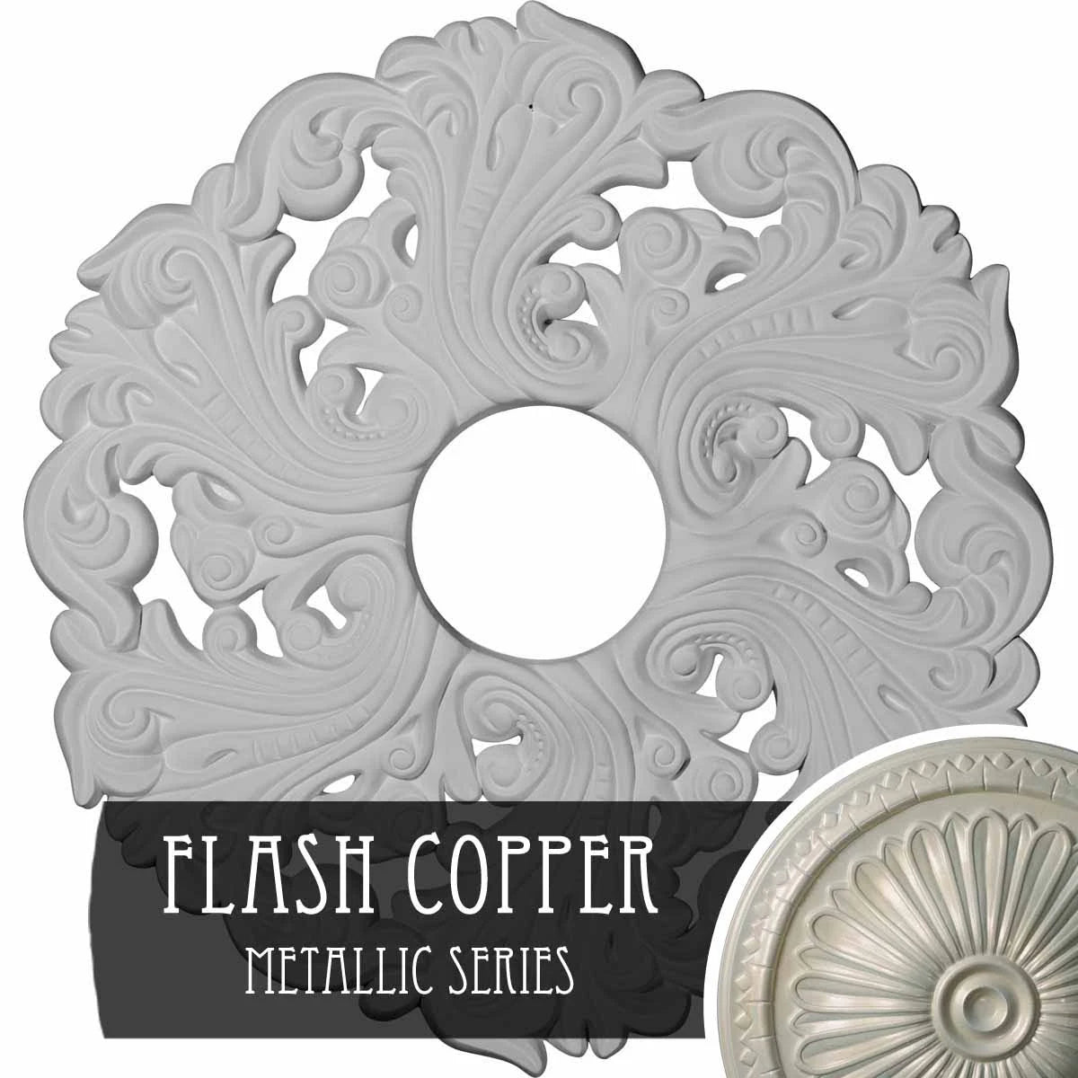 19 5/8x22OD x 4 3/4x22ID x 1 3/4x22P Hand-Painted Flash Copper Ceiling Medallion P1805