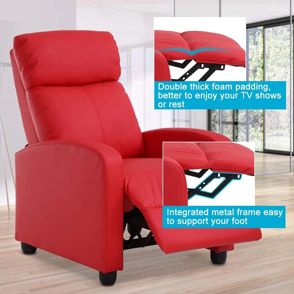 Red PU Leather Recliner Chair with Footrest U4714