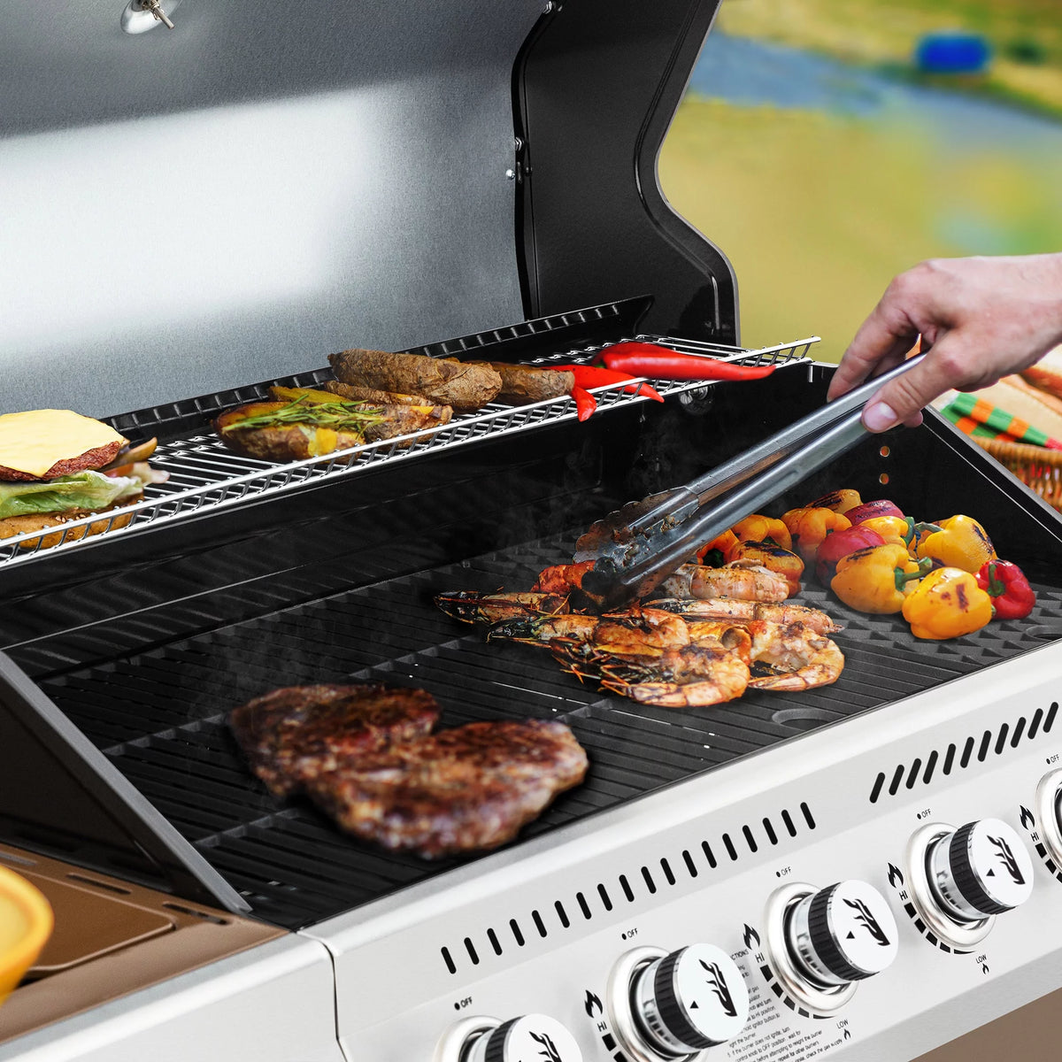 6-Burner Gas Grill with Sear Burner and Side Burner L76493
