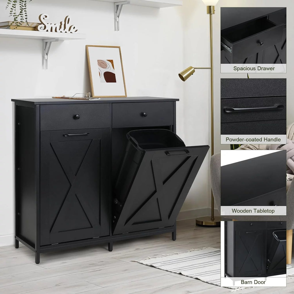 Double Tilt Out Trash Cabinet with Drawers V475