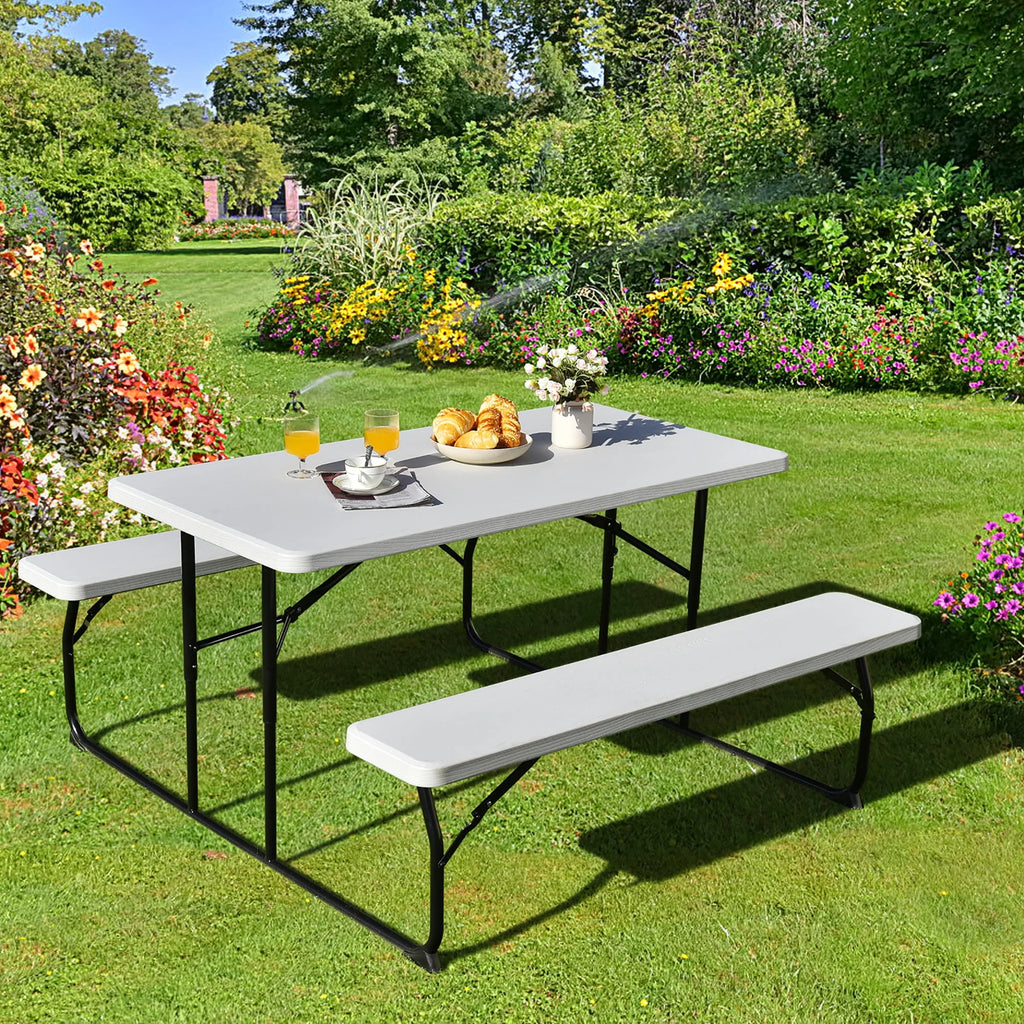 Folding Picnic Table Bench Set Grey O778383