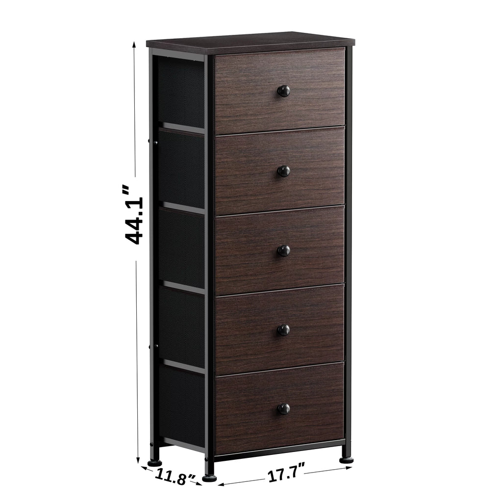 5 Drawer Faux Leather Dresser with Wooden Top M5205
