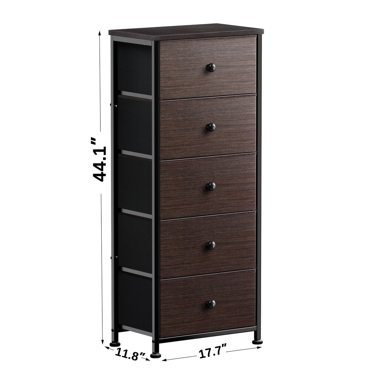 5 Drawer Faux Leather Dresser with Wooden Top M5205