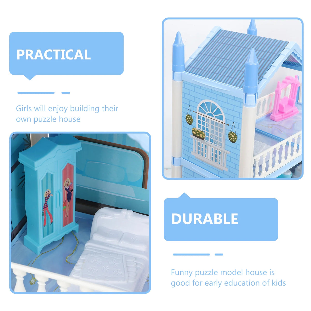 Castle Toy Doll House Plaything Mini Dollhouses Villa Frame Kit Child R941