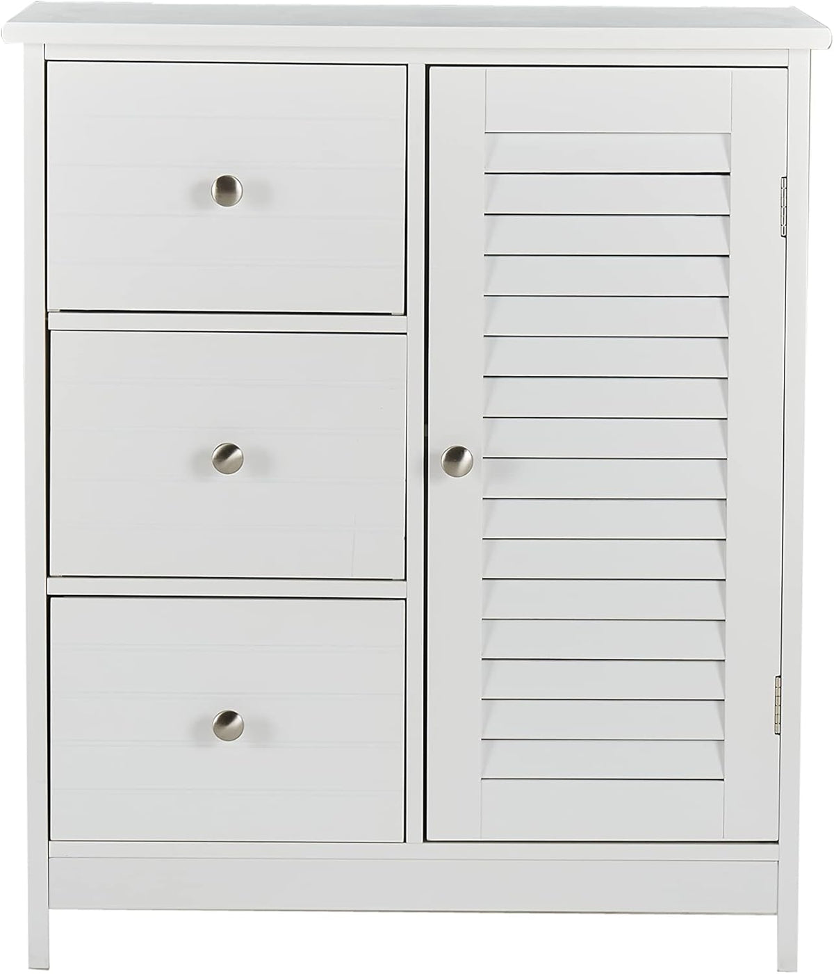 White Bathroom Storage Cabinet with 3 Drawers and 1 Two Layers Cabinet X2694