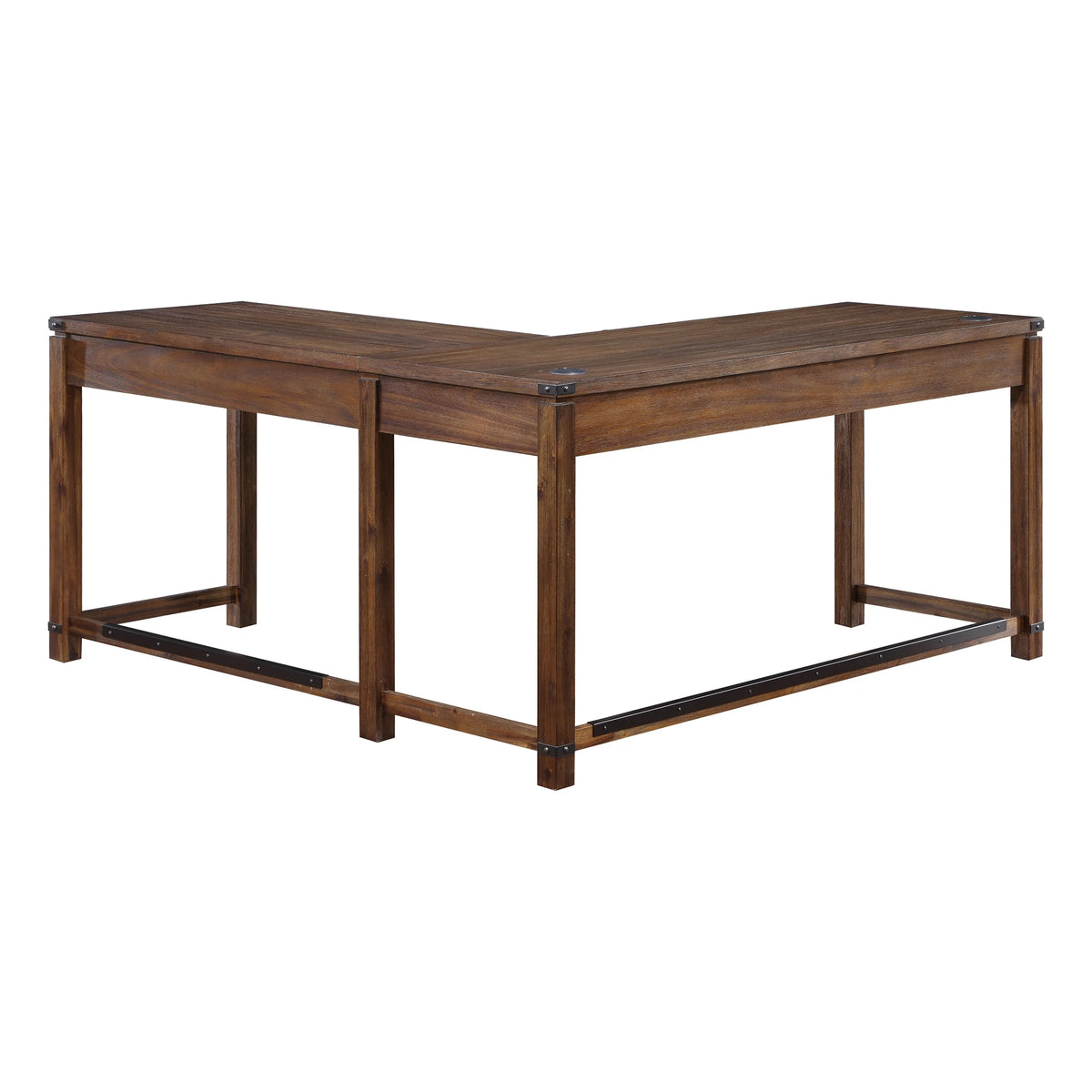 L-Shape Desk in Brushed Walnut Finish I907