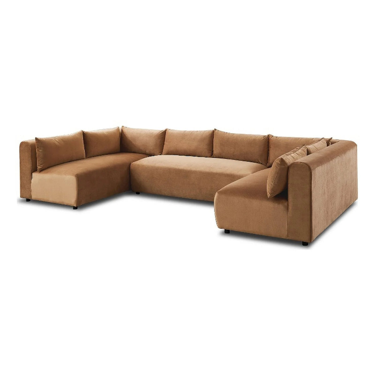 Cognac Tan Velvet Sectional Couch X678784
