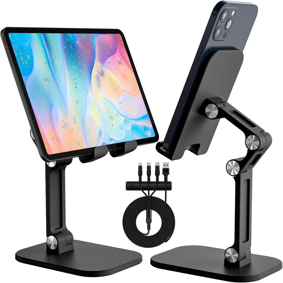 3 in 1 Fast Charging Cable and Foldable Phone Stand with Cable Organizer D9763