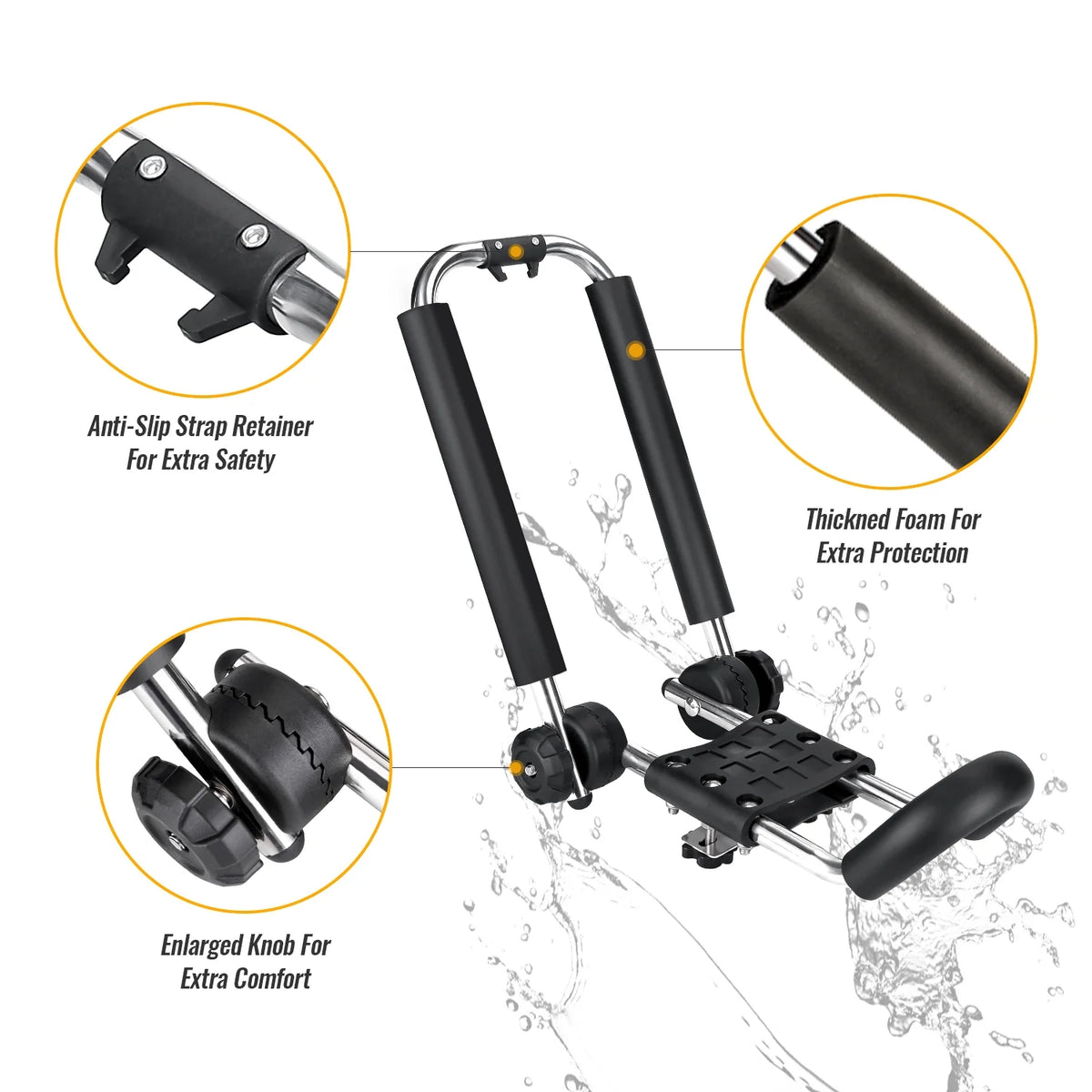 Stainless Steel J-Bar Rack Roof Top Mount with Ratchet Straps, Folding Carrier E519