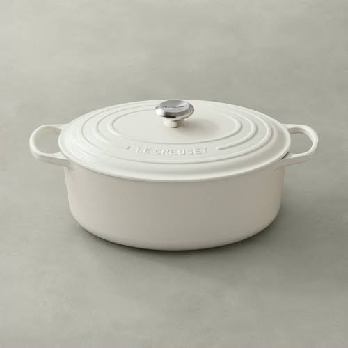 Matte White Cast Iron Oval Dutch Oven Y5703