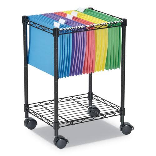 Black 2 Tier Rolling File Cart D777
