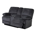 Grey Reclining Love Seat with Console W27326