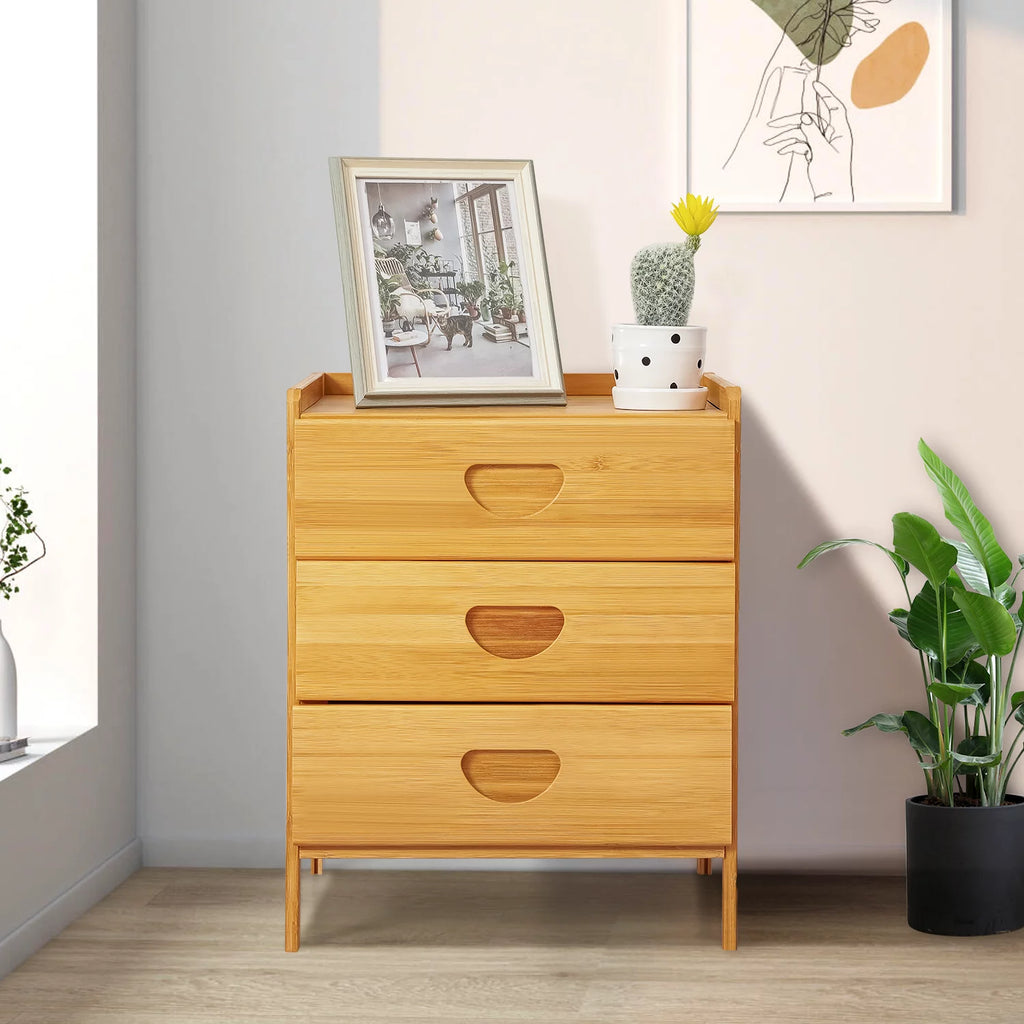 Bamboo 3 Tiers 3 Drawers Nightstand Y472