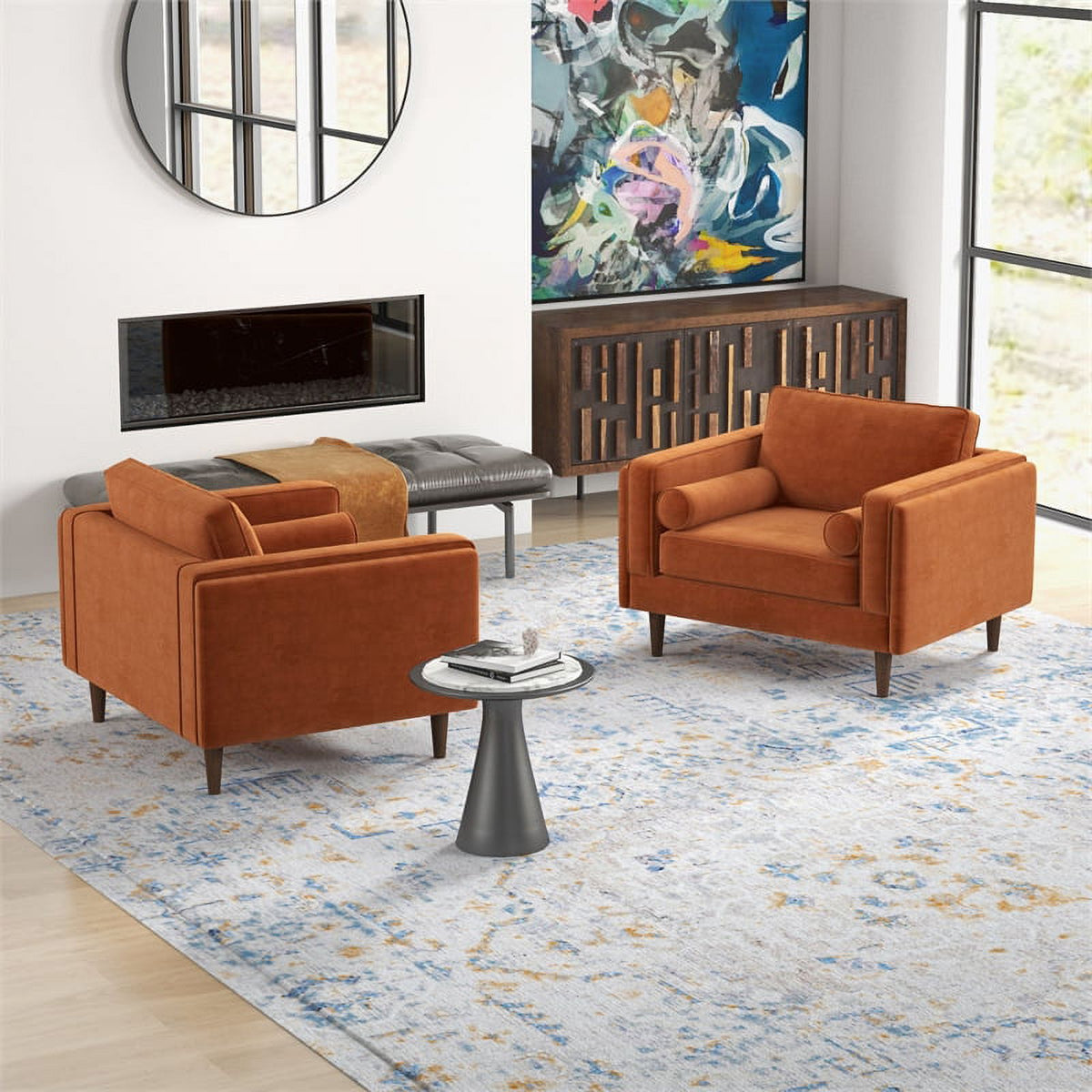 Orange Velvet Lounge Chair Set of 2 S421746