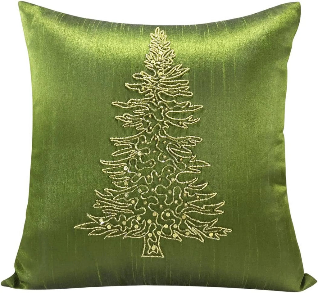 Moss Green Embroidered Euro Sham Cover 26X26 Inches T532017