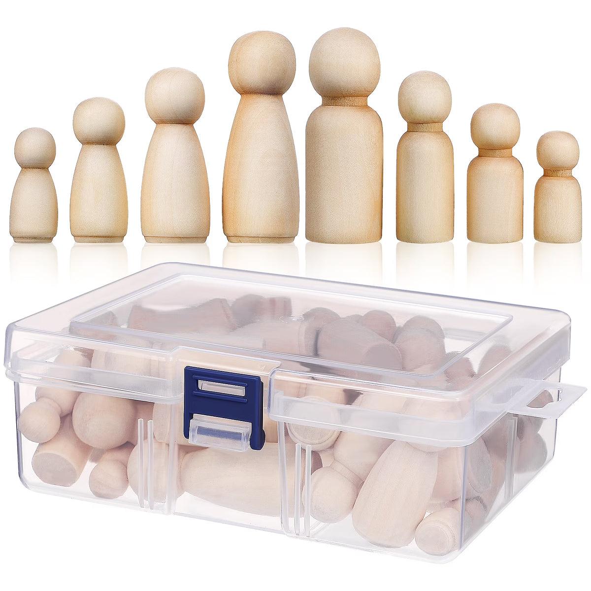 50 Pcs Wooden Peg Dolls Blank Craft Painting O3150