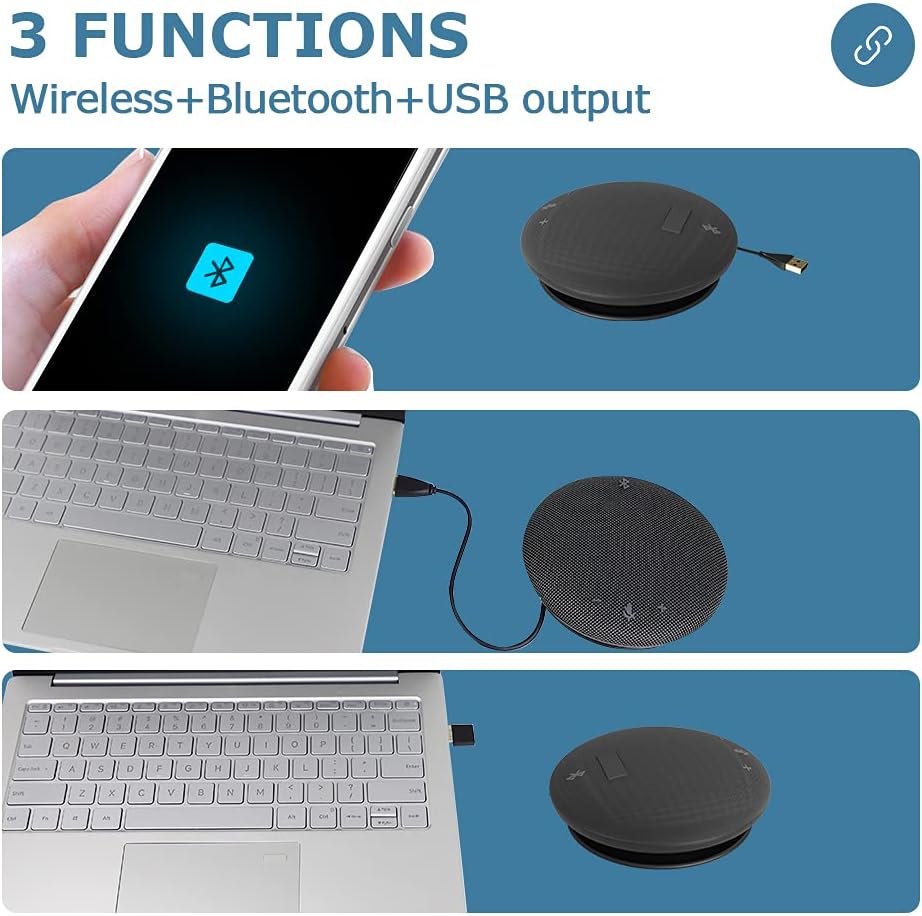 Wireless Bluetooth USB Conference Room Omnidirectional Microphone Speaker X5977