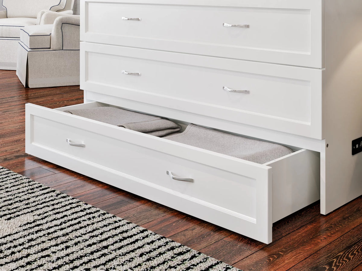 White Solid Wood Murphy Bed Chest with Mattress X308708