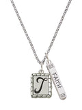 Silvertone Initial Bar Charm Necklace, 23" C21231