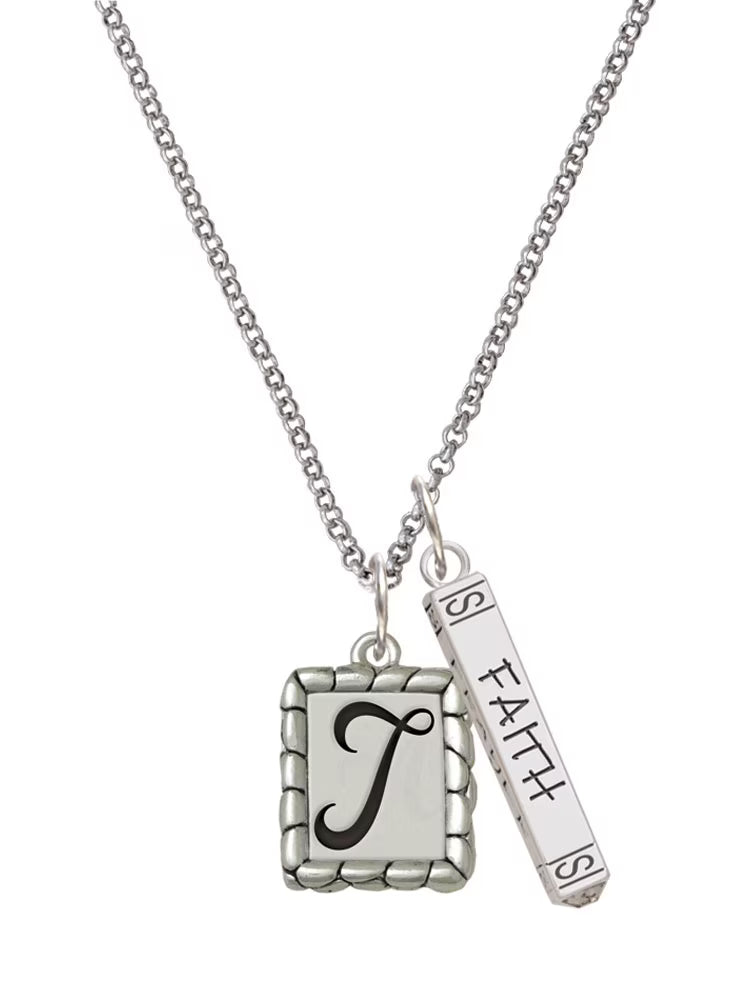 Silvertone Initial Bar Charm Necklace, 23" C21231