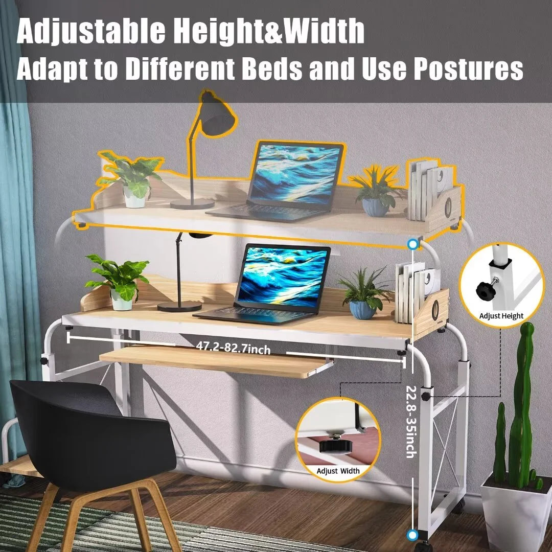 Height Adjustable Overbed Table with Wheels E7707