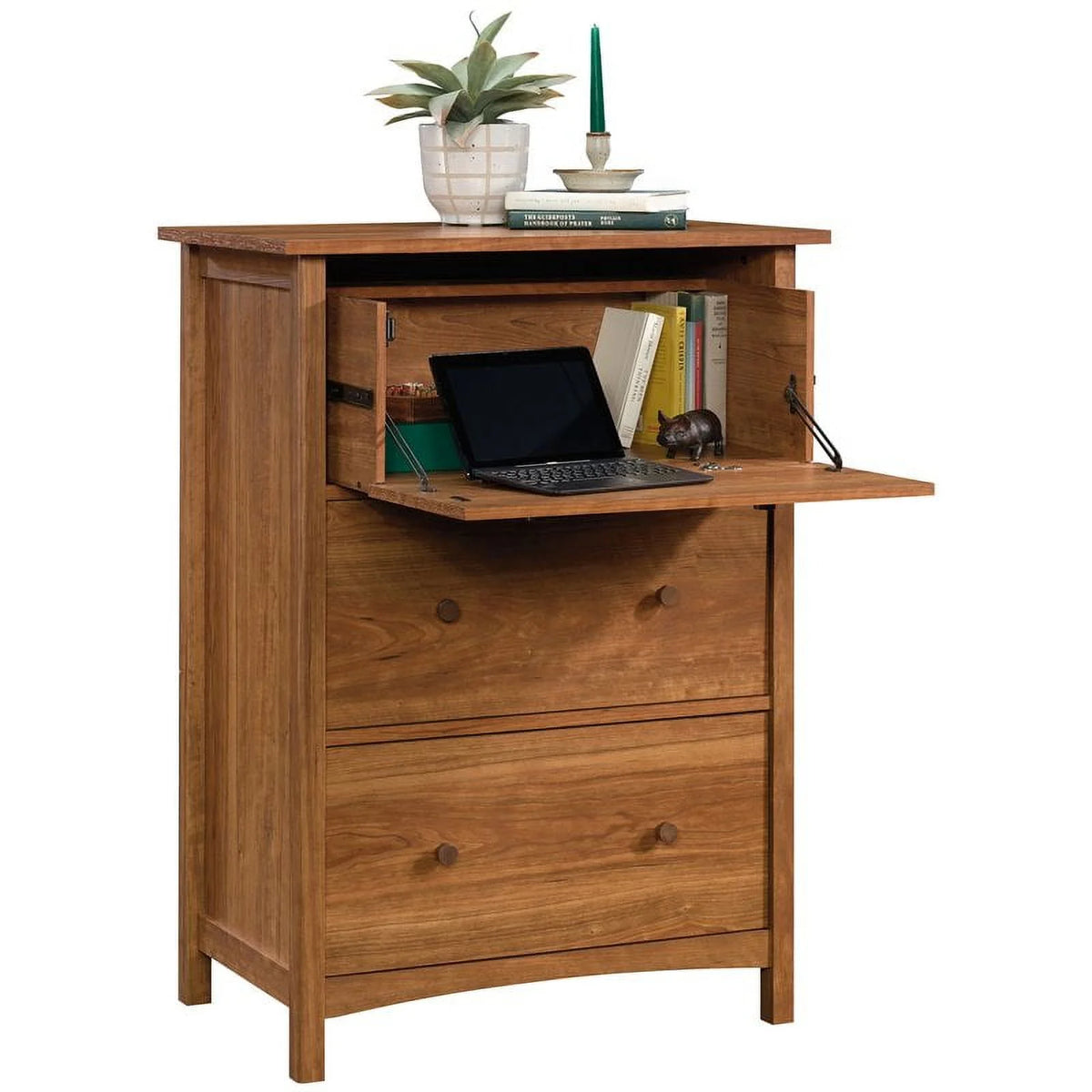 Engineered Wood Secretary Desk/Chest in Prairie Cherry Q685